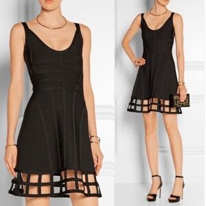 Herve Leger Black Cut Out Viviene Cage Dress Womens Size XXS Retail‎ $1490 USD